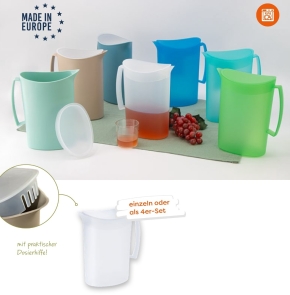 Kanne Safty 2 Liter, 4er-Sparset, türkis, blau, grün, weiß