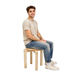 stapelbarer Rundhocker, Buche massiv