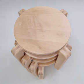 stapelbarer Rundhocker, Buche massiv