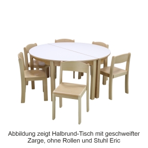 Halbrund-Tisch 120x60 cm, Tischplatte HPL WEISS