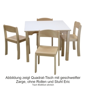 Rechteck-Tisch 80x60 cm, Tischplatte HPL WEISS