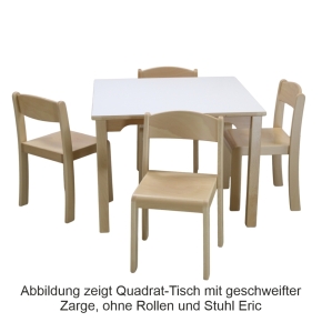 Quadrat-Tisch 80x80 cm, Tischplatte HPL WEISS