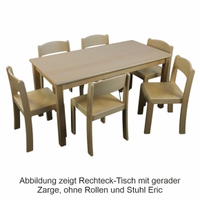 Rechteck-Tisch 120x60 cm Tischplatte HPL Buche natur, Höhe 64 cm, Kunststoffgleiter, gerade Zarge, ohne Rollen