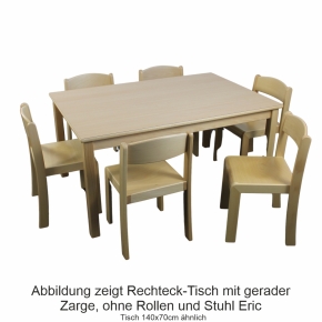 Rechteck-Tisch 140 x 70 cm, Tischplatte aus HPL Buche natur (Tischhöhe 42 - 76 cm)