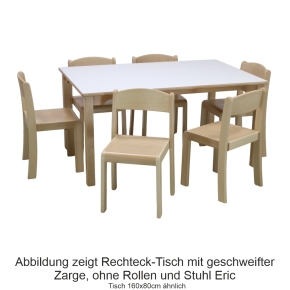 Rechteck-Tisch 160x80 cm, Tischplatte HPL WEISS