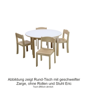 Rund-Tisch Ø 80 cm, Tischplatte HPL WEISS