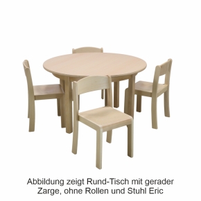 Rund-Tisch Ø 100 cm, Tischplatte aus HPL Buche natur (Tischhöhe 42 - 76 cm)