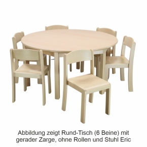 Rund-Tisch Ø 120 cm, Tischplatte aus HPL Buche natur (Tischhöhe 42 - 76 cm)