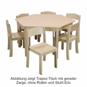 Trapez-Tisch 120 x 60 x 60 cm, Tischplatte aus HPL Buche natur (Tischhöhe 42 - 76 cm)