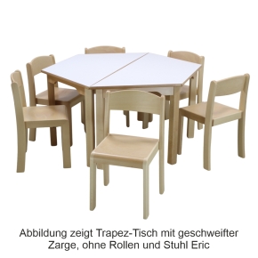 Trapez-Tisch 120x60x60 cm, Tischplatte HPL WEISS