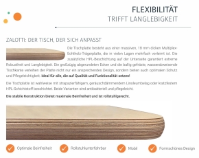 Fahrbarer, zargenloser Rechtecktisch 120x60 cm, Metallbeine