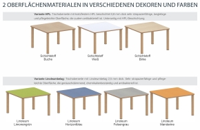 Fahrbarer, zargenloser Rechtecktisch 120x60 cm, Metallbeine