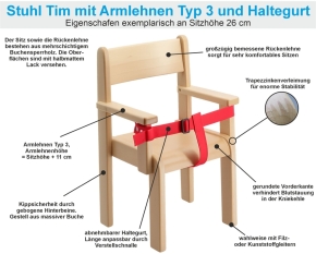 Stuhl Tim mit Armlehnen Typ 3 und Haltegurt