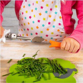 kinderkitchen® 3er Set, 2x Messer Hund mit Entenschere, Blau/Grün