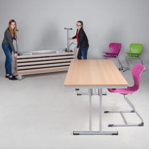 Klapptisch mit Melaminplatte, T-Fuß- oder 4-Fuß-Gestell, Tischhöhe 72 cm