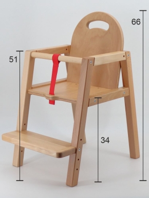 Krippenhochstuhl Henry mit FIlz- oder Kunststoffgleiter, für Tischhöhe 58 oder 59 cm, inkl. Sicherheitsgurt