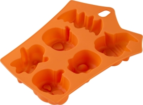 Minikuchen-/Eiswürfelform mit 6 Halloween-Motiven, aus Silikon, L/B/H 231 x 175 x 31 mm