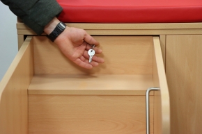 85 cm breites Fahrbares Wickelcenter mit ausziehbarer Treppe rechts oder links, Tiefe 80 cm