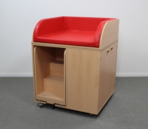 85 cm breites Fahrbares Wickelcenter mit ausziehbarer Treppe rechts oder links, Tiefe 80 cm