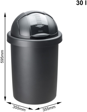 Kunststoff-Eimer Rollbob, 30 Liter, Ø 35,5 × H 59,5 cm, schwarz