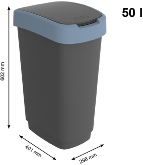 Schwingeimer TWIST, Kunststoff, 50 Liter, L/B/H 40,1 x 29,8 x 60,2 cm, Deckel Mistelgrün