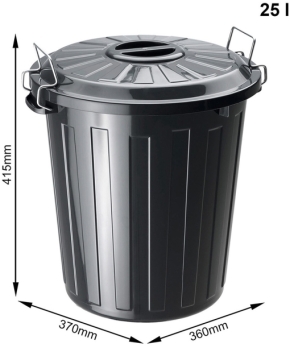 Universal-Tonne, 25 Liter, schwarz, L/B/H: 37 × 36 × 41,5 cm