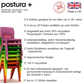 POSTURA+ Kunststoffstuhl - Sitzhöhe 46 cm, 05 Türkis