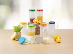 Kanne aus Polypropylen, mit grünem Deckel 0,60 Liter, Ø 80 x H 180 mm