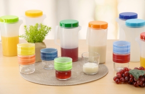 Kanne aus Polypropylen, mit grünem Deckel 0,60 Liter, Ø 80 x H 180 mm