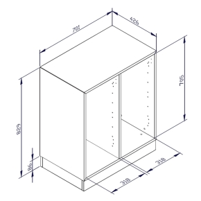 qickly® Schrank, 2 Ordnerhöhen, 1 Tür, 4 große ErgoTray-Boxen - B/H/T: 70,1×74,3×42,6 cm