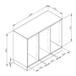 qickly® Schrank, 2 Ordnerhöhen, 2 Türen mit Schloss, 4 große ErgoTray-Boxen - B/H/T: 104,2×74,3×42,6 cm