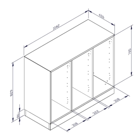 qickly® Schrank, 2 Ordnerhöhen, 1 Tür, 16 kleine ErgoTray-Boxen - B/H/T: 104,2×74,3×42,6 cm