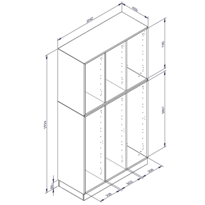 qickly® Schrank, 5 Ordnerhöhen, 2 Türen, 6 große ErgoTray-Boxen - B/H/T: 104,2×176×42,6 cm