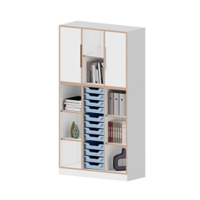 qickly® Schrank, 5 Ordnerhöhen, 2 Türen, 12 kleine ErgoTray-Boxen - B/H/T: 104,2×176×42,6 cm