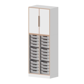 qickly® Schrank, 5 Ordnerhöhen, 2 Türen und 24 kleine ErgoTray-Boxen - B/H/T: 70,1×176×42,6 cm