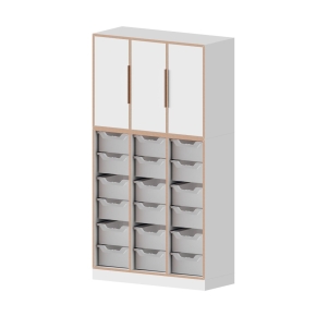 qickly® Schrank, 5 Ordnerhöhen, 3 Türen, 18 große ErgoTray-Boxen - B/H/T: 104,2×176×42,6 cm