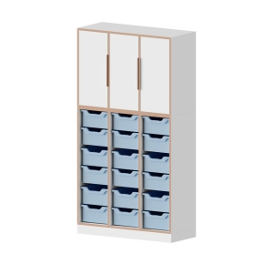 qickly® Schrank, 5 Ordnerhöhen, 3 Türen, 18 große ErgoTray-Boxen - B/H/T: 104,2×176×42,6 cm