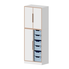 qickly® Schrank, 5 Ordnerhöhen, 3 Türen, 6 große ErgoTray-Boxen - B/H/T: 70,1×176×42,6 cm