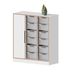 qickly® Schrank, 3 Ordnerhöhen, 1 Tür, 12 große ErgoTray-Boxen - B/H/T: 104,2×110,5×42,6 cm