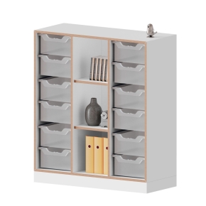 qickly® Schrank, 3 Ordnerhöhen, 12 große ErgoTray-Boxen - B/H/T: 104,2×110,5×42,6 cm