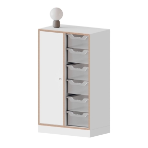 qickly® Schrank, 3 Ordnerhöhen, 1 Tür mit Schloss, 6 große ErgoTray-Boxen - B/H/T: 70,1×110,5×42,6 cm