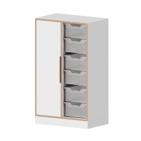 qickly® Schrank, 3 Ordnerhöhen, 1 Tür, 6 große ErgoTray-Boxen - B/H/T: 70,1×110,5×42,6 cm