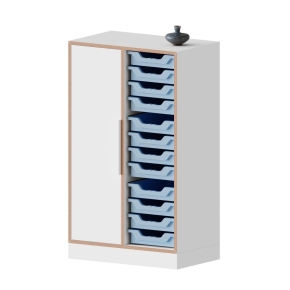 qickly® Schrank, 3 Ordnerhöhen, 1 Tür, 12 kleine ErgoTray-Boxen - B/H/T: 70,1×110,5×42,6 cm