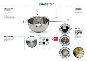 Schmelztopf ELO Basic, ØxH 12,5 x 6,5 cm, 0,6 Liter, Edelstahl