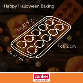 Schoko-/Eiswürfelform Mini-Kürbis aus Silikon, L/B/H 215 x 110 x 19 mm