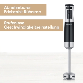 Severin Stabmixer, 600 W, schwarz/edelstahlgebürstet