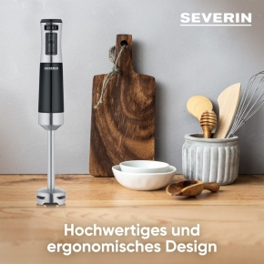 Severin Stabmixer, 600 W, schwarz/edelstahlgebürstet