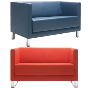 SIT!Box - 2er Sofa mit Armlehne, 4-Fußgestell in chrom, 123 x 71 x 68 cm, Stoffbezug