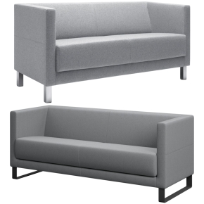 SIT!Box - 3er Sofa mit Armlehne, Kufengestell chrom, 150 x 71 x 68 cm, schwer entflammbar bzw. Kunstlederbezug