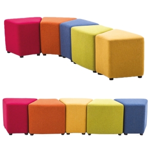 Sitzgruppe Regenbogen, bestehend aus 5 Hockern